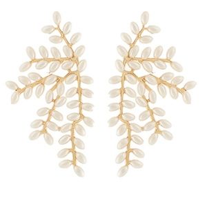 Pearl Long Leaf Earrings